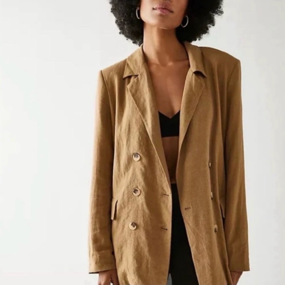 Free People Olivia Linen Blend Oversized Double-Breasted Blazer Size XS - Picture 1 of 10